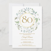 Laurel Garland Gold Monogram 80e verjaardag Kaart (Voorkant)