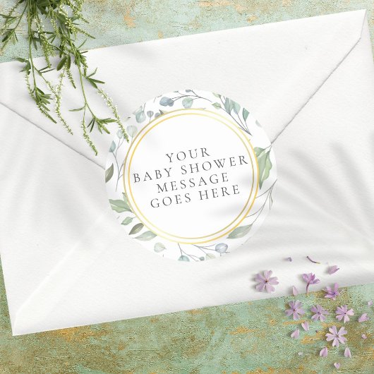Laurel Garland Nepgoud Folie Baby Shower Bericht Ronde Sticker