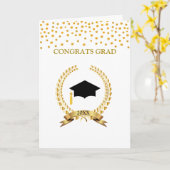 Laurel & Gold Confetti Afstuderen Kaart (Gele Bloem)