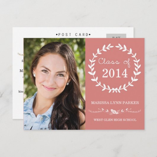Laurel Graduation Party Uitnodiging Briefkaart (Voorkant / Achterkant)