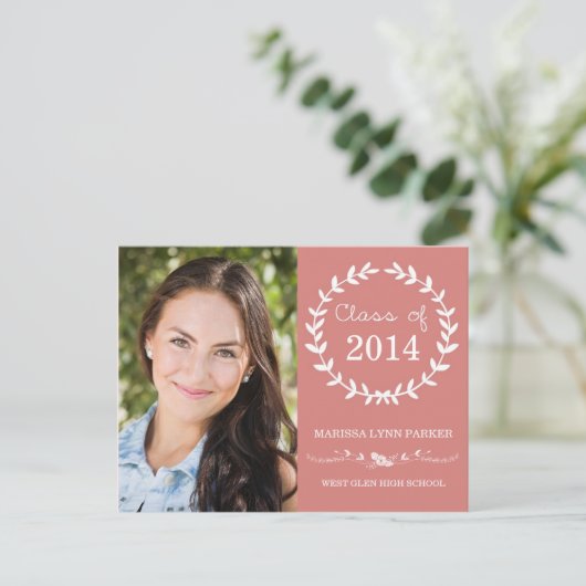 Laurel Graduation Party Uitnodiging Briefkaart (Staand voorkant)