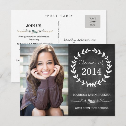 Laurel Graduation Party Uitnodiging Briefkaart (Voorkant / Achterkant)