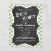 Laurel Green Chevron Stripes; alkboard er uitzien Uitnodiging Briefkaart (Voorkant)