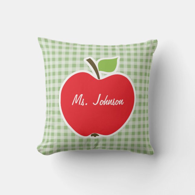 Laurel Green Gingham; Apple Kussen (Voorkant)