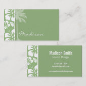 Laurel Green Hawaiian Tropical Hibiscus; Palm Visitekaartje (Voorkant / Achterkant)