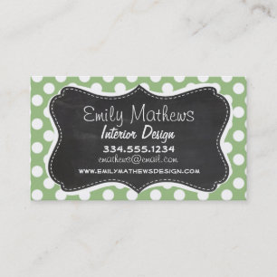 Laurel Green Polka Dots; Krijtbordlook Visitekaartje