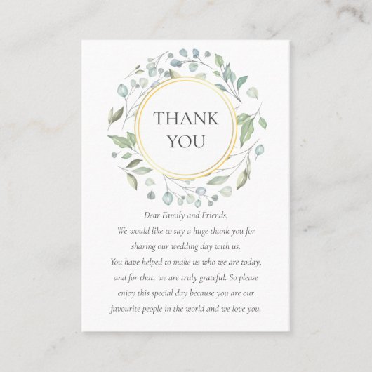 Laurel Greenery Garland bruiloft Dank u Plaatskaartje (Voorkant)