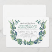 Laurel groen krans Waterverf bruiloft Kaart (Voorkant / Achterkant)