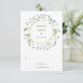 Laurel groen Waterverf Garland bruiloft RSVP (Staand voorkant)