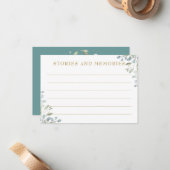 Laurel Groene Bloem Sluiting Herinneringen Notitiekaartje (Voorkant / Achterkant in situ)