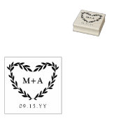 Laurel Heart Wreath Initialen & huwelijksdatum Rubberstempel (Gestempeld)