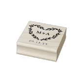 Laurel Heart Wreath Initialen & huwelijksdatum Rubberstempel (Stempel)