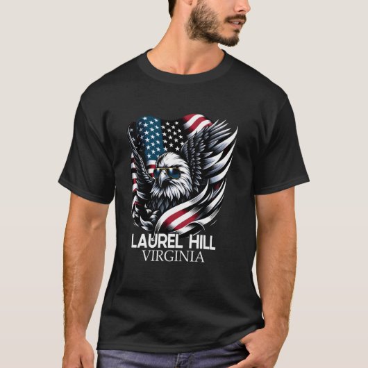 Laurel Hill Virginia op 4 juli Amerikaanse vlag T-shirt (Voorkant)