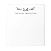 Laurel Initiaal Monogram Persoonlijk Wit Notitieblok (Voorkant)