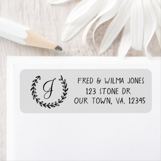Laurel Initiaal Monogram Return Address Labels (Insitu)