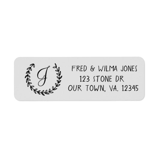 Laurel Initiaal Monogram Return Address Labels (Voorkant)