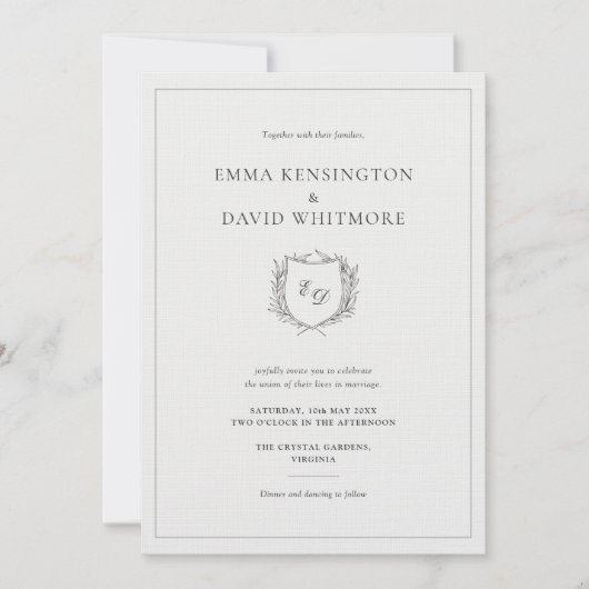 Laurel Krans & Borst Minimalistische Elegante Huwe Kaart (Voorkant)