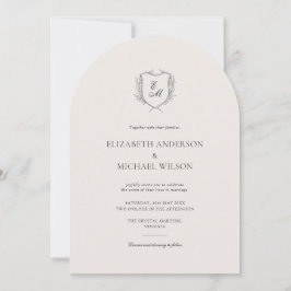Laurel Krans Crest Chic Arch Style Wedding Kaart