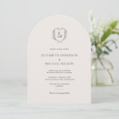 Laurel Krans Crest Chic Arch Style Wedding Kaart (Staand voorkant)