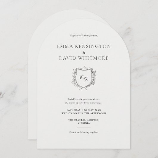 Laurel Krans Crest Minimalistische Boog Stijl Trou Kaart (Voorkant / Achterkant)