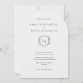 Laurel Krans Crest Minimalistische Boog Stijl Trou Kaart (Voorkant)