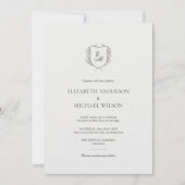Laurel krans crest minimalistische chique bruiloft kaart (Voorkant)