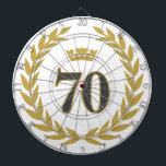 Laurel krans en kroon 70e verjaardag dartbord<br><div class="desc">Laurel Wreath en Crown 70th Birthday Dart Board. Nummer 70 is in modern vet lettertype. Het ontwerp heeft een gouden lauwerkrans en een kroon. Voeg uw leeftijdsnummer toe.</div>