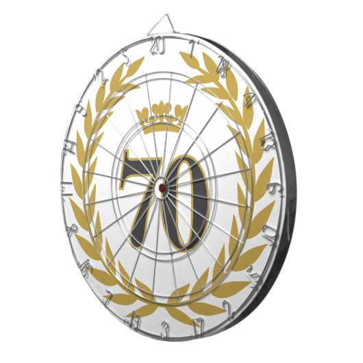 Laurel krans en kroon 70e verjaardag dartbord (Voorkant Rechts)