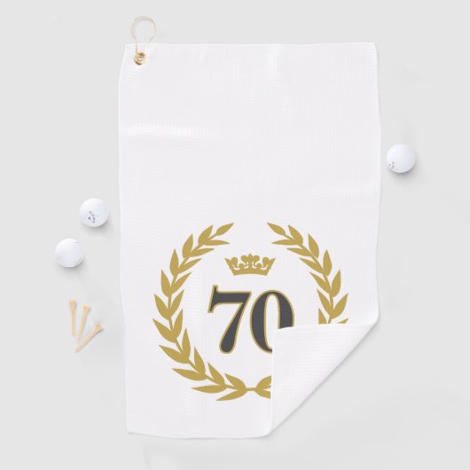 Laurel krans en kroon 70e verjaardag golfhanddoek (Insitu)