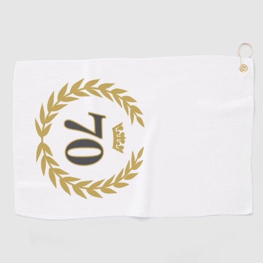 Laurel krans en kroon 70e verjaardag golfhanddoek (Horizontaal)