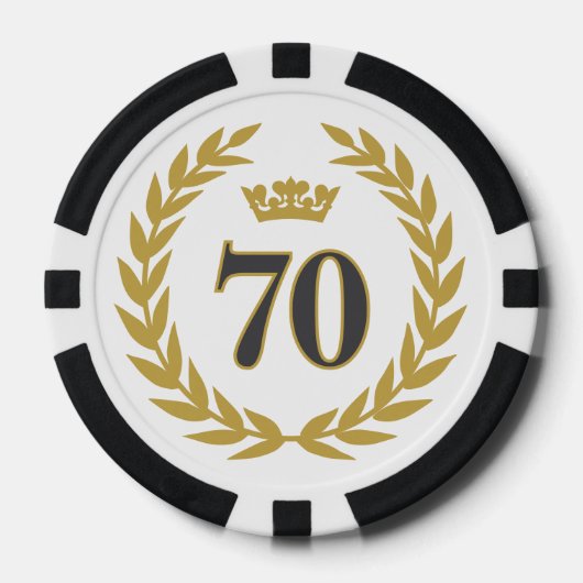 Laurel krans en kroon 70e verjaardag poker chips (Voorkant)