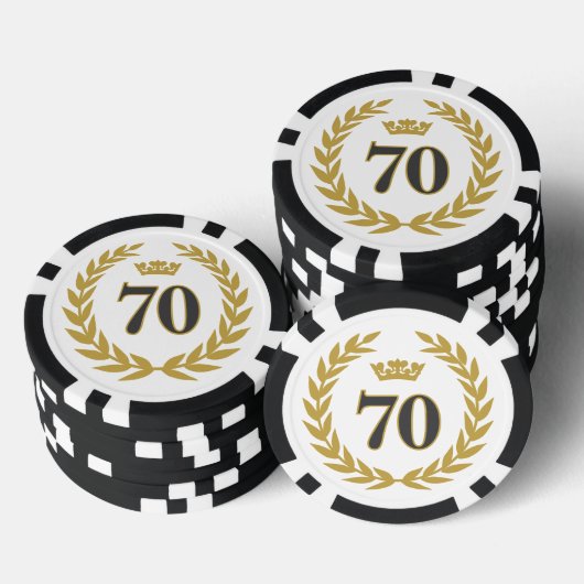 Laurel krans en kroon 70e verjaardag poker chips (Opstapeling)