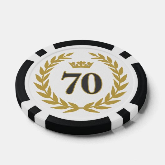 Laurel krans en kroon 70e verjaardag poker chips (Enkel)