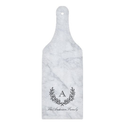 Laurel Krans Familienaam Monogram Paddle Glass Snijplank (Voorkant)