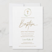 Laurel krans groen verguld gouden kruis doop kaart (Voorkant)