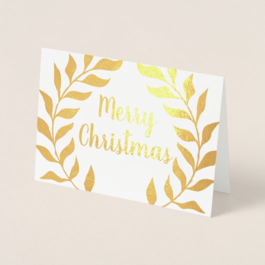 Laurel krans Kerstmis foto Echt goud Folie Kaarten (Voorkant)