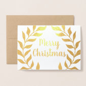 Laurel krans Kerstmis foto Echt goud Folie Kaarten (Voorkant met envelop)