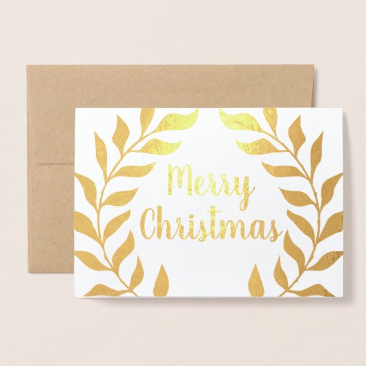 Laurel krans Kerstmis foto Echt goud Folie Kaarten (Voorkant met envelop)