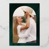 Laurel Krans Laat Emerald Green Wedding Gold Folie Uitnodiging (Achterkant)