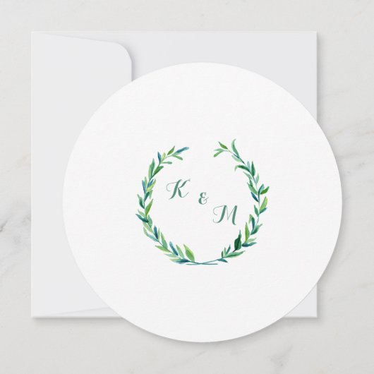 Laurel Krans Olijfblad Branch Modern Ronde Kaart (Achterkant)