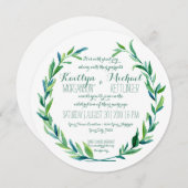Laurel Krans Olijfblad Branch Modern Ronde Kaart (Voorkant / Achterkant)