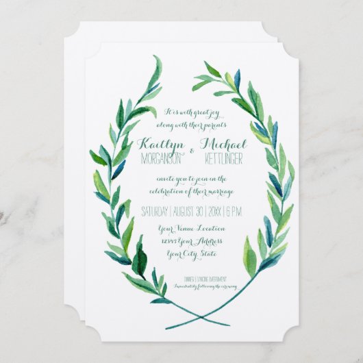 Laurel krans Olijfblad Tak Modern Eenvoudig Kaart (Voorkant / Achterkant)