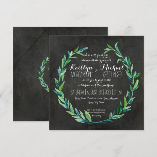 Laurel Krans Olive Leaf Branch Krijtbord Plein Kaart (Voorkant / Achterkant)