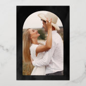 Laurel Krans Verlaat Houtskool Grijs Trouwgoud Folie Uitnodiging (Achterkant)