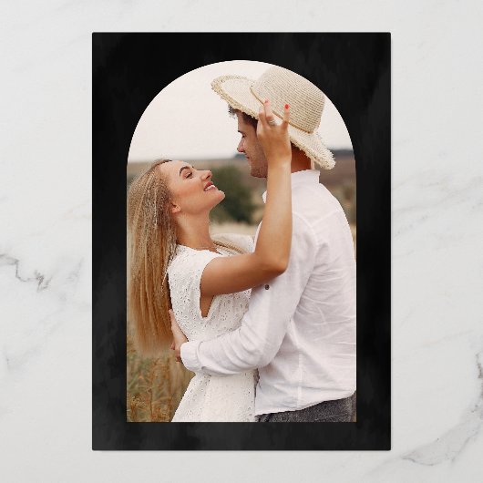 Laurel Krans Verlaat Houtskool Grijs Trouwgoud Folie Uitnodiging (Achterkant)