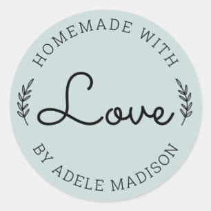 Laurel laat roze homemade met liefde ronde sticker