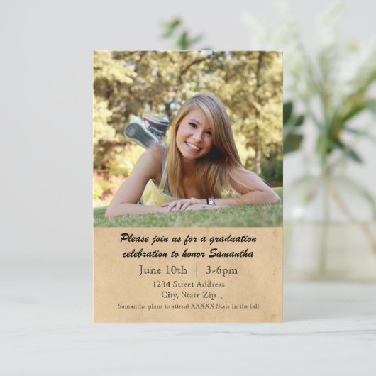 Laurel Leaf - 3x5 Afstuderen Aankondiging (Staand voorkant)