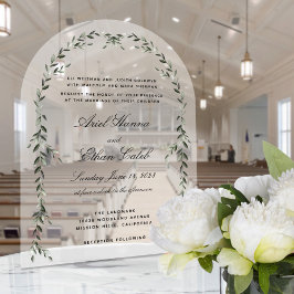 Laurel Leaf Archway Elegant Wedding Acryl Uitnodigingen