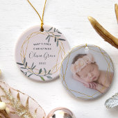 Laurel Leaf Baby's eerste kerstfoto Keramisch Ornament