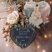 Laurel Leaf Baby's eerste kerstfoto Keramisch Ornament